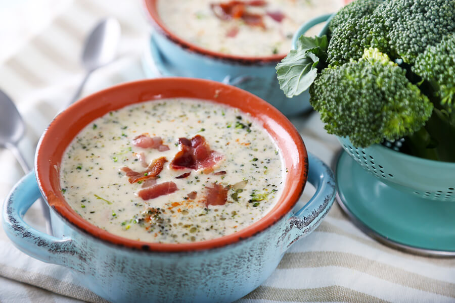 Low Carb Broccoli, Cheddar & Bacon Chowder