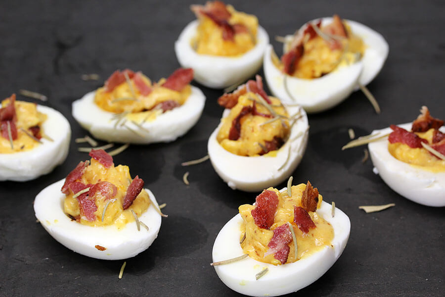 Spiced Bacon Deviled Eggs