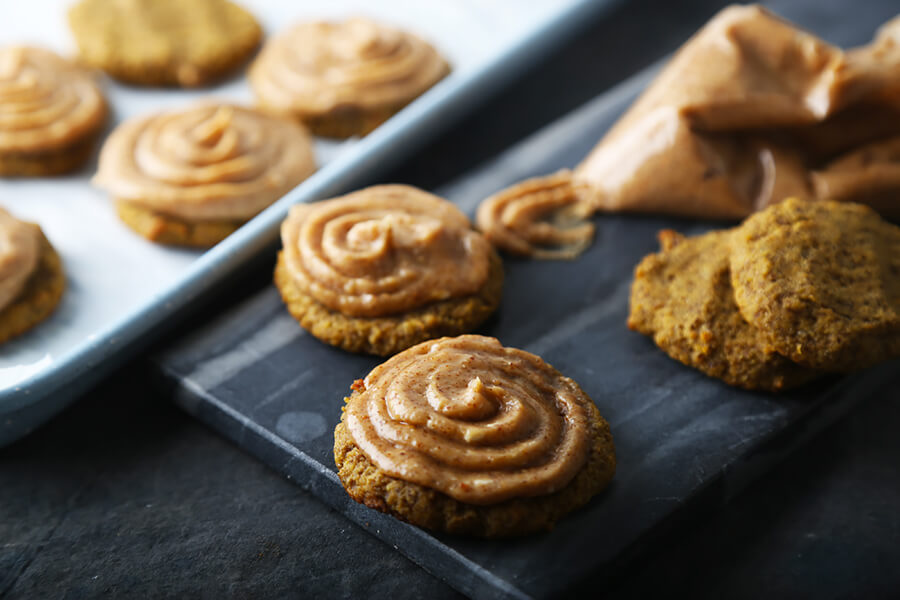 Pumpkin Flax Cookies with Almond Butter Icing