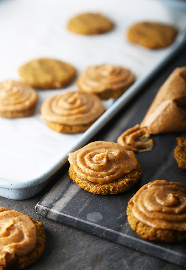 Pumpkin Flax Cookies with Almond Butter Icing
