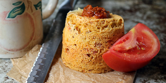 Sun Dried Tomato Pesto Mug Cake