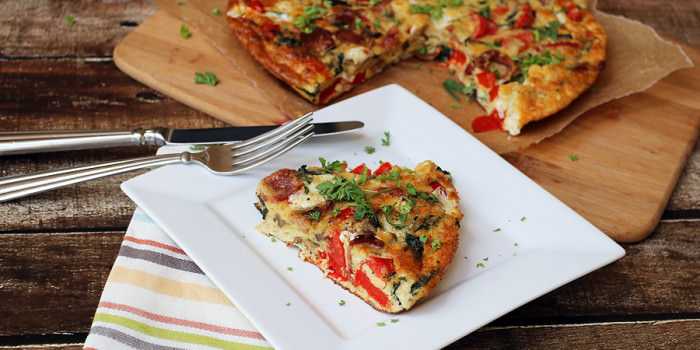 Bacon, Red Pepper, and Mozzarella Frittata