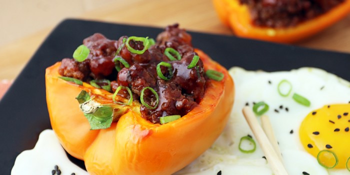 Korean BBQ Beef Stuffed Bell Peppers