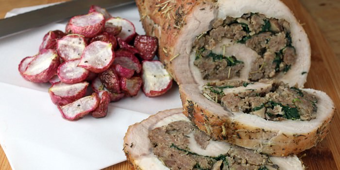 Stuffed Pork Tenderloin and Roasted Radish