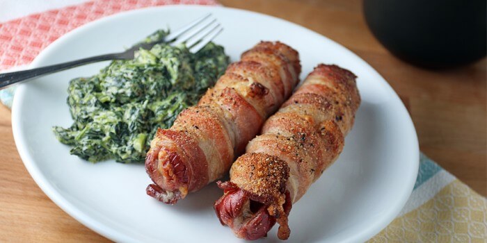 Cheese Stuffed Bacon Wrapped Hot Dogs