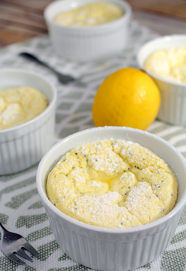 Low Carb Lemon Poppy Soufflés that are fit for dessert for 1, or a family get together. Shared via //www.ruled.me/