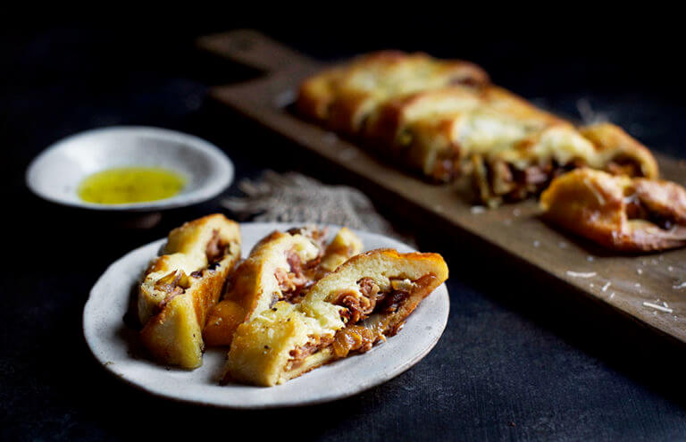 Prosciutto, Caramelized Onion, and Parmesan Braid