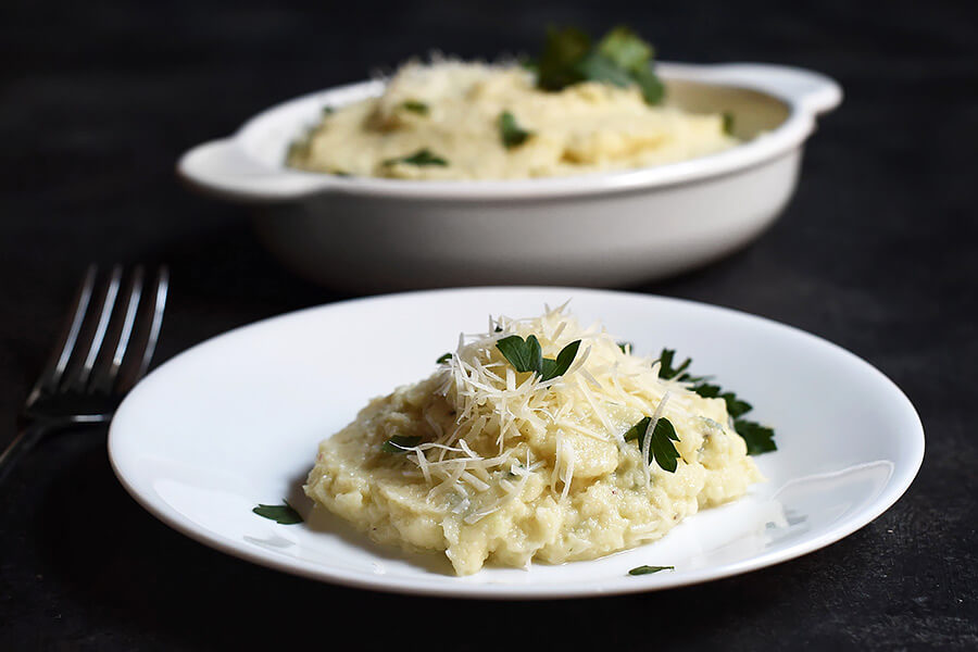 Mashed Cauliflower with Parmesan Cheese and Truffle Oil