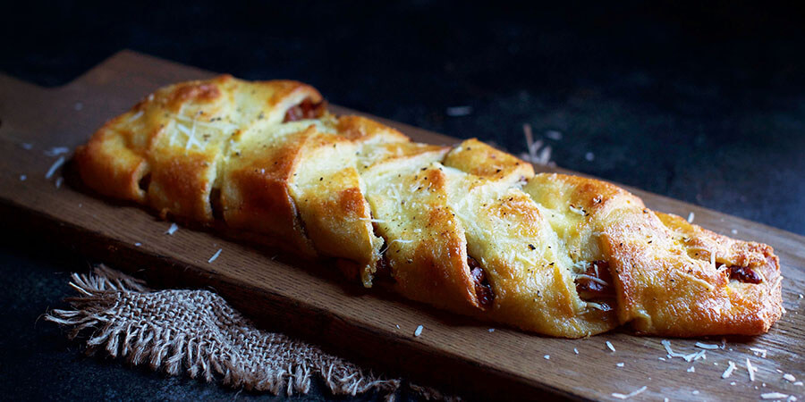 Prosciutto, Caramelized Onion, and Parmesan Braid