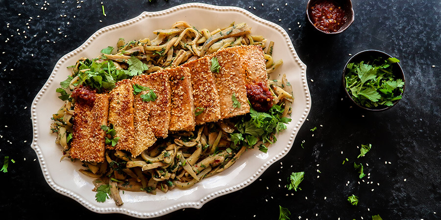 Vegan Sesame Tofu and Eggplant