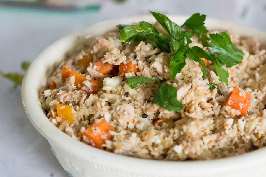 Spicy Cauliflower Rice & Salmon Medley