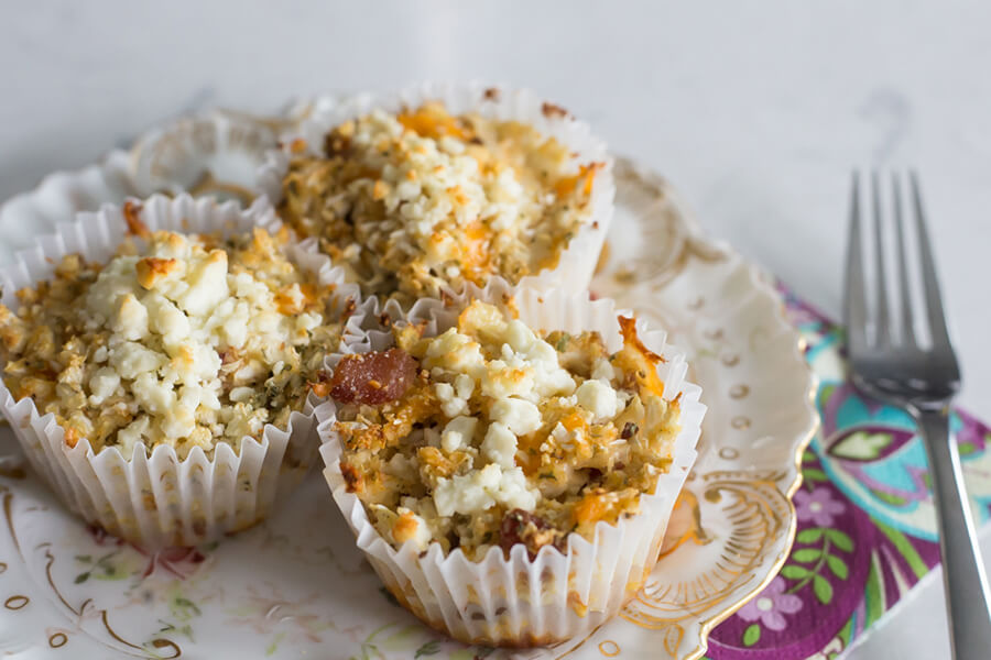 Bacon & Cheese Cauliflower Muffins