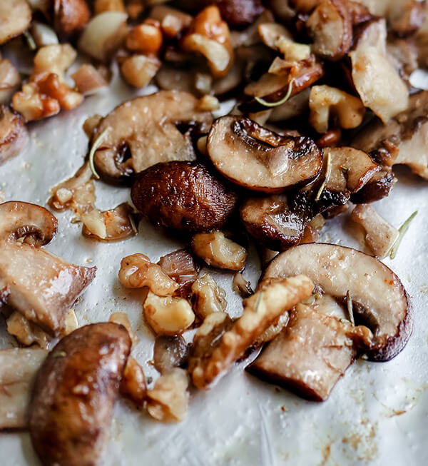Roasted Mushroom and Walnut Cauliflower Grits