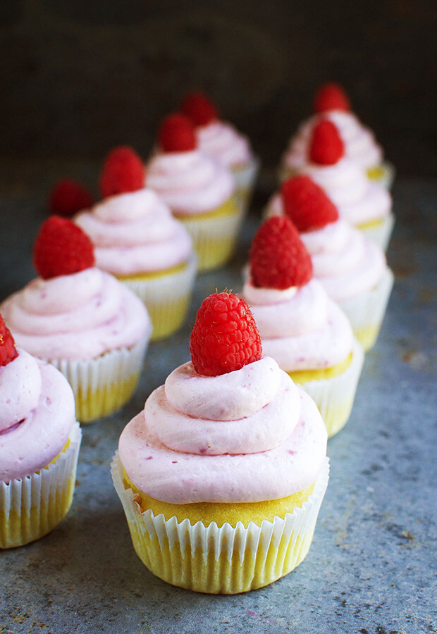 Lemon Cupcakes with Raspberry Frosting