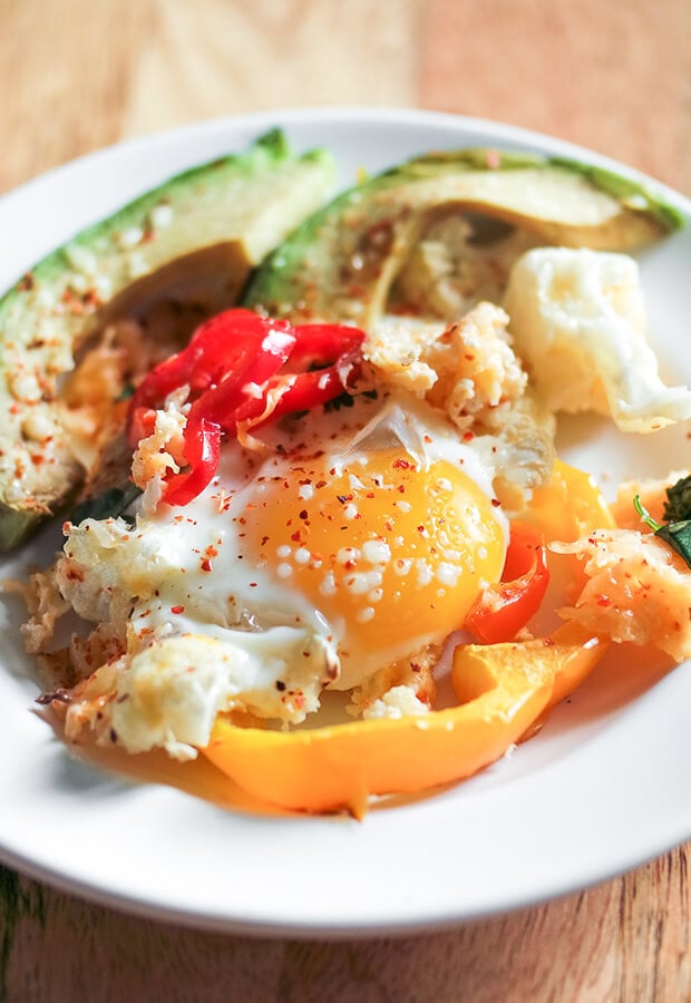 Low Carb Spicy Baked Eggs with Cheesy Hash