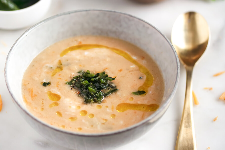 Roasted Poblano and Cheddar Soup