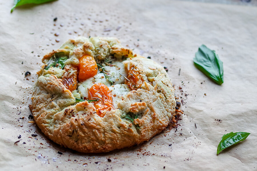 Tomato Basil and Mozzarella Galette