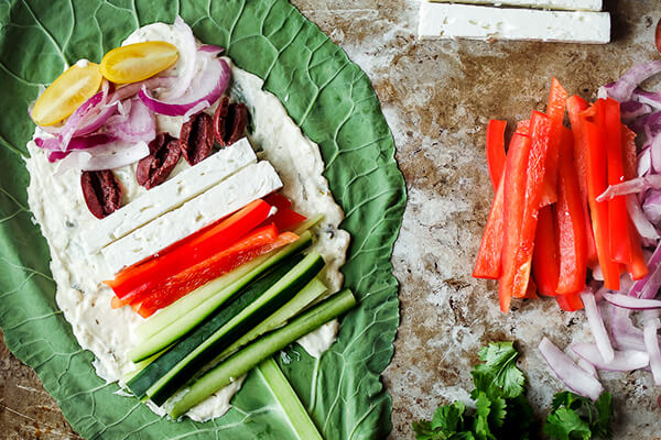 Vegetarian Greek Collard Wraps