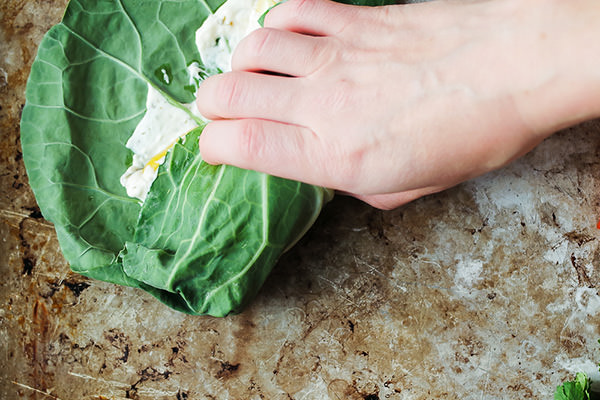 Vegetarian Greek Collard Wraps