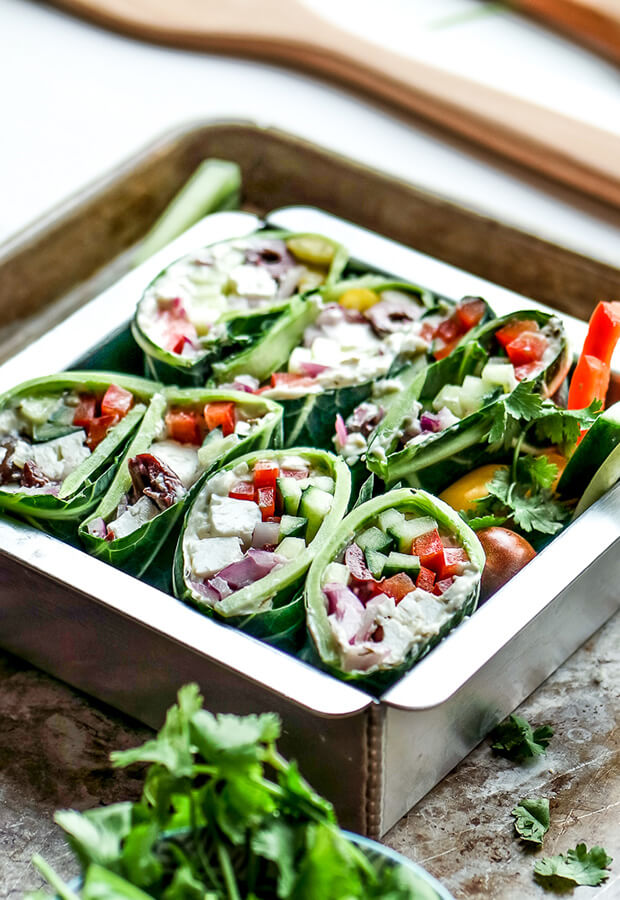 Vegetarian Greek Collard Wraps