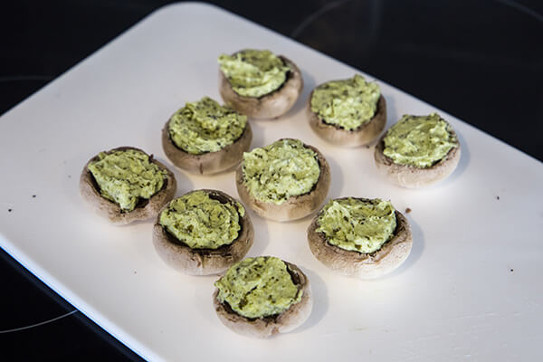 Pesto Stuffed Mushrooms