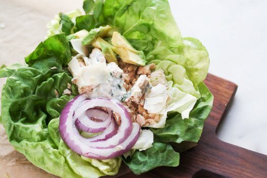 Salmon Lettuce Cups with Lemony Basil Spread