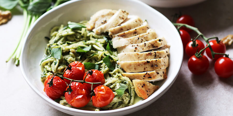 Keto Pesto Chicken Pasta