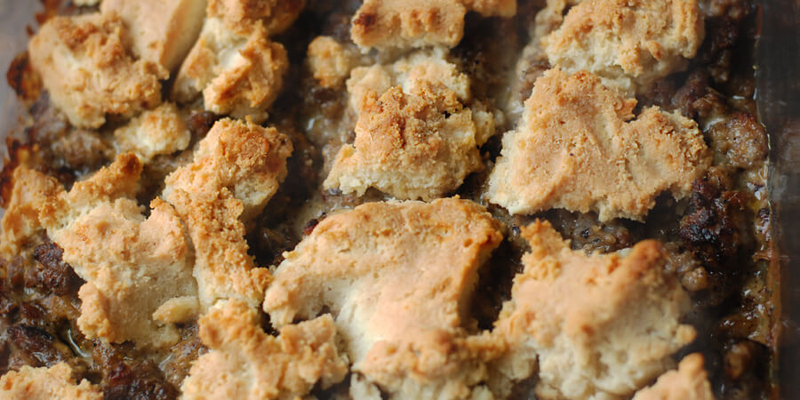 Keto Sausage Gravy and Biscuit Bake