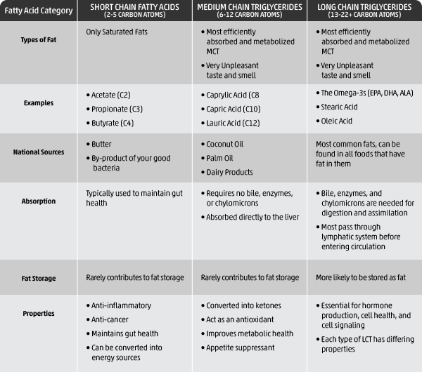 Fatty Acid Types Comparison