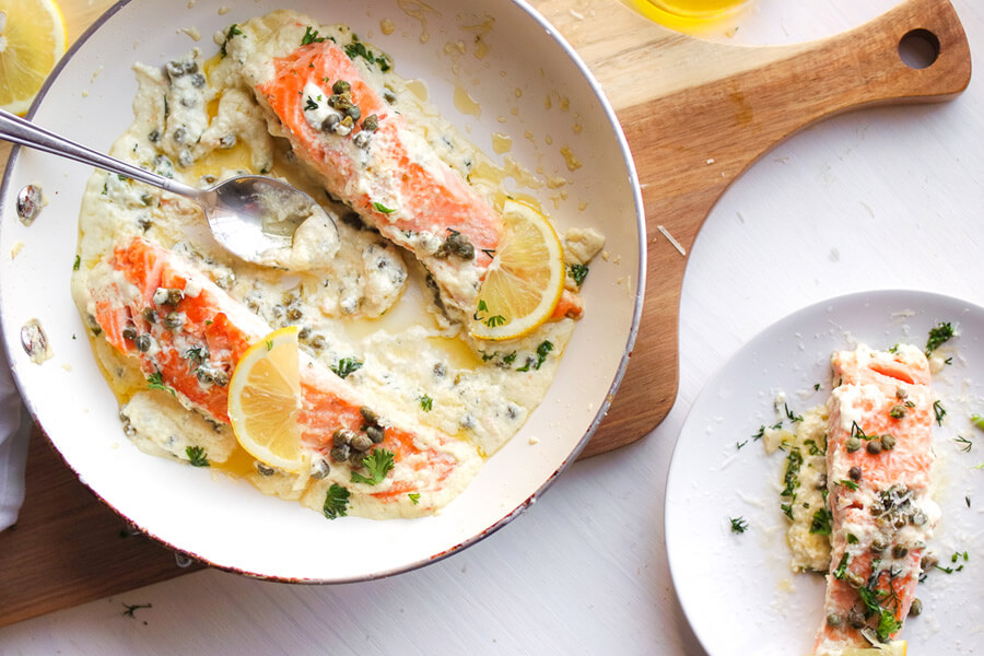 Creamy Lemon and Dill Pan Seared Salmon