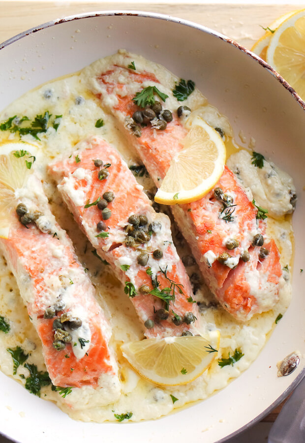 Creamy Lemon and Dill Pan Seared Salmon