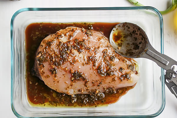 Marinated Pesto Chicken Salad with Basil Balsamic Vinaigrette