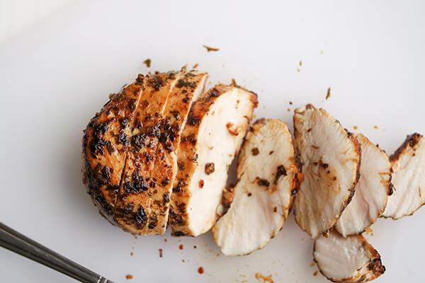 Marinated Pesto Chicken Salad with Basil Balsamic Vinaigrette