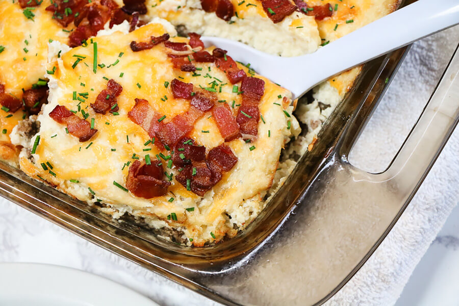 Loaded Cauliflower and Meatloaf Casserole