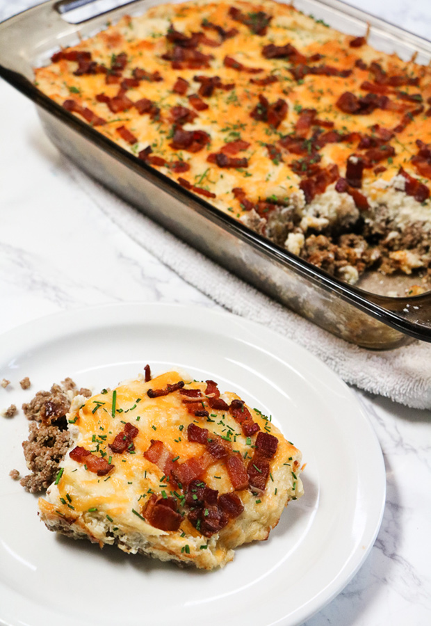 Loaded Cauliflower and Meatloaf Casserole