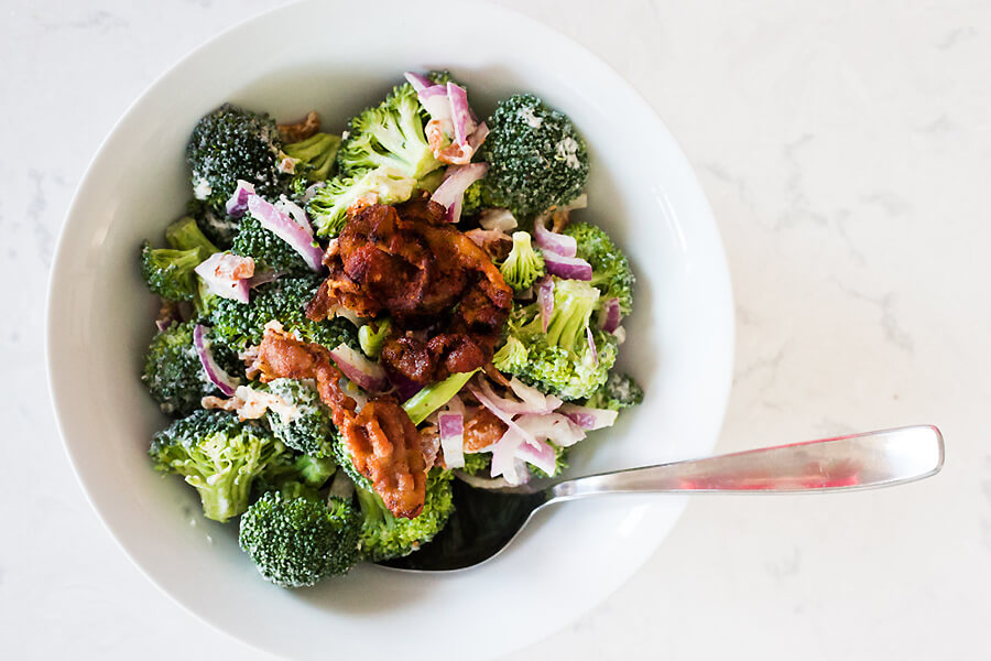 Simple Keto Bacon and Broccoli Salad. 