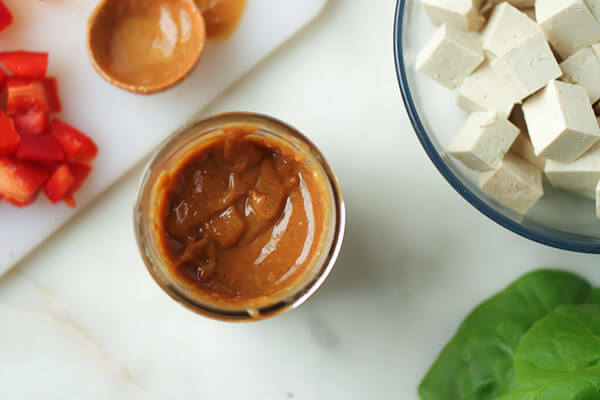 Spicy Peanut Tofu Lettuce Cups