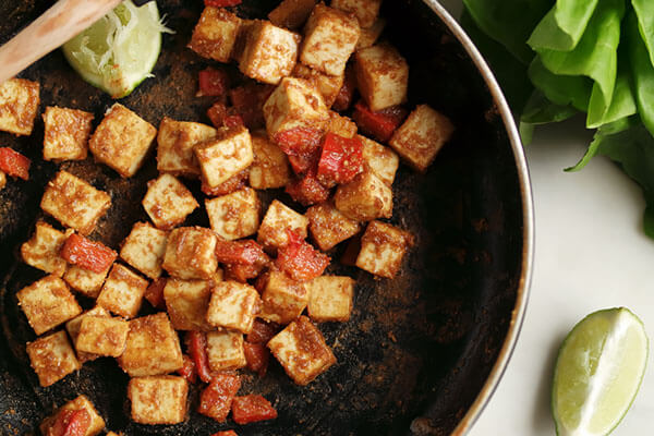 Spicy Peanut Tofu Lettuce Cups