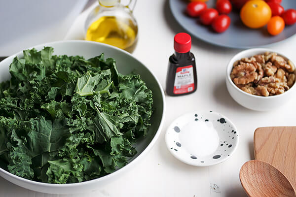 Maple Bacon and Walnut Kale Salad