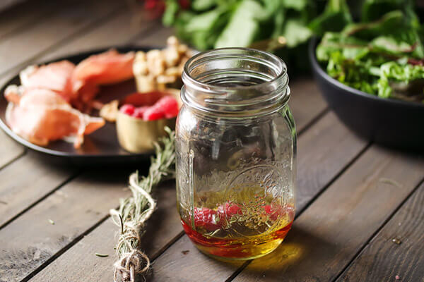 Prosciutto and Goat Cheese Salad with Raspberry Vinaigrette