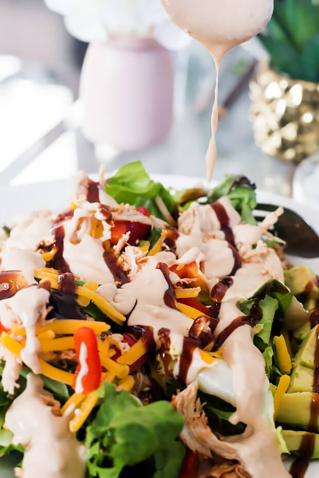 Keto BBQ Salad with Shredded Chicken