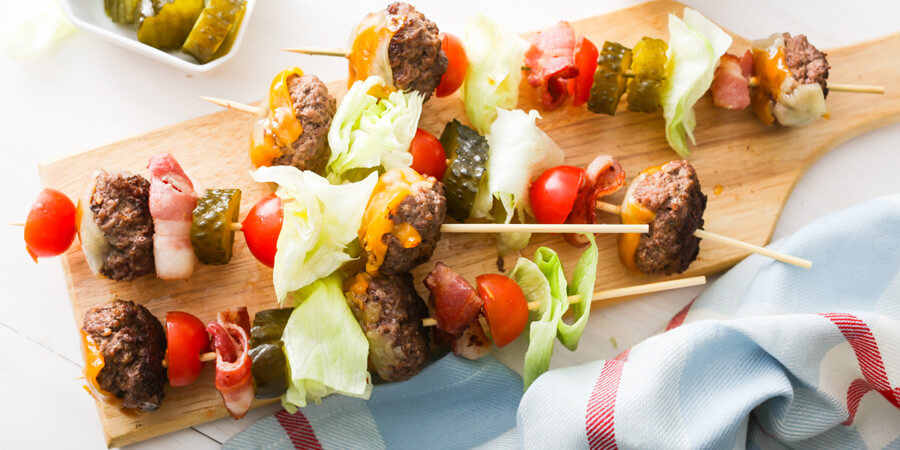 Keto Bacon Cheeseburger Kebabs