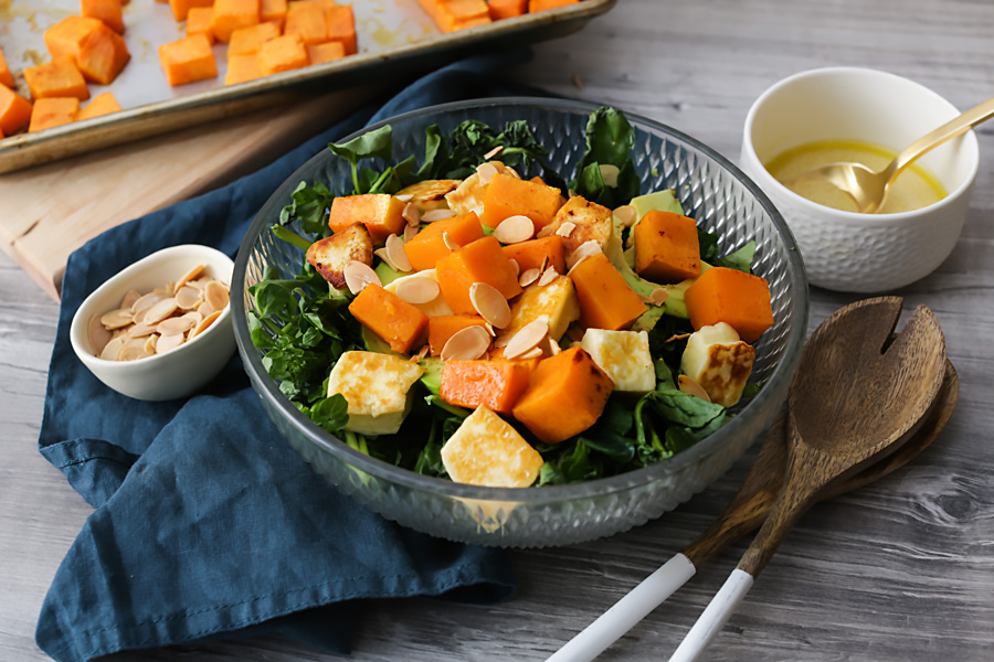 Keto Roasted Pumpkin & Halloumi Salad