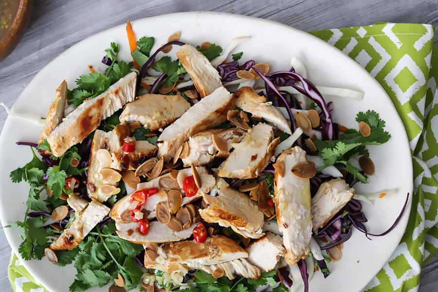 Keto Crunchy Thai Chicken Salad Bowl