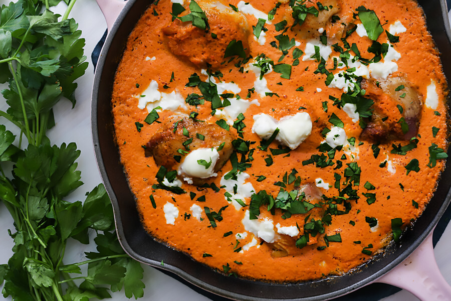 Chicken Thighs in Red Pepper Sauce