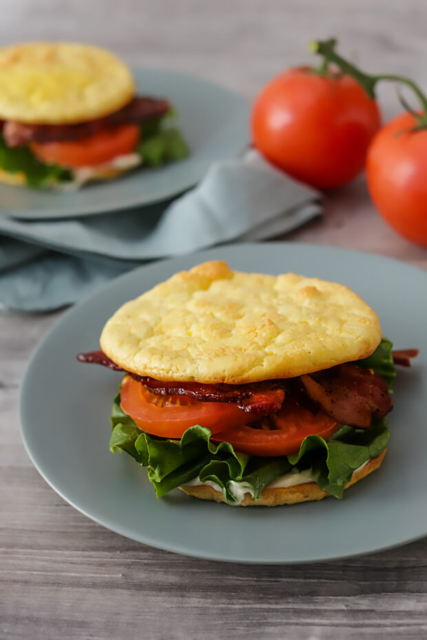 Easy keto cloud breads turned into a delicious BLT sandwich.