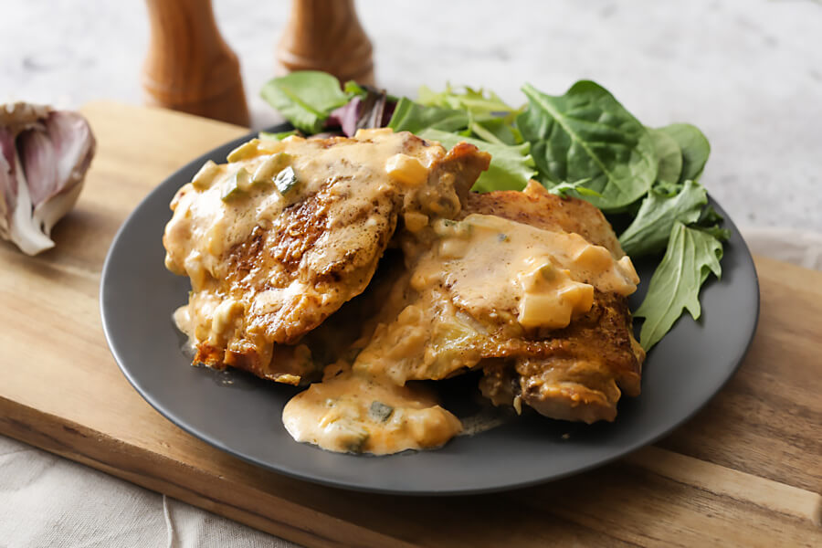 Chicken Skillet with Jalapeno and Cheese Sauce