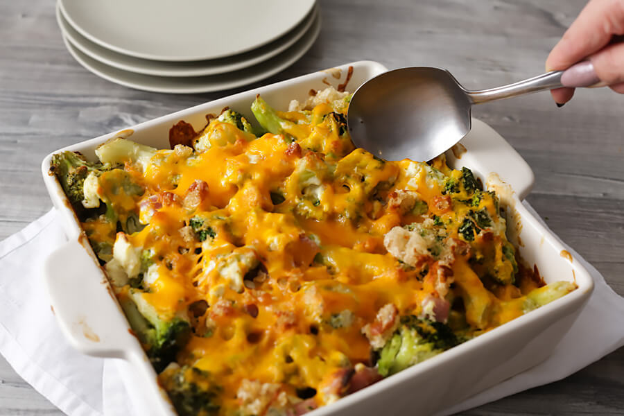 Keto Ham and Broccoli Creamy Casserole