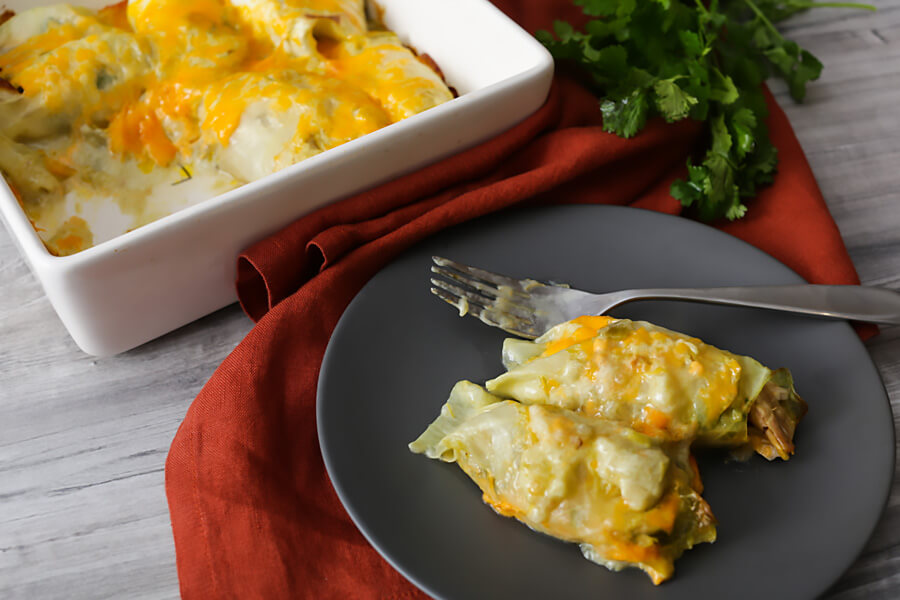 Keto Chicken Enchiladas with Green Chile Sauce