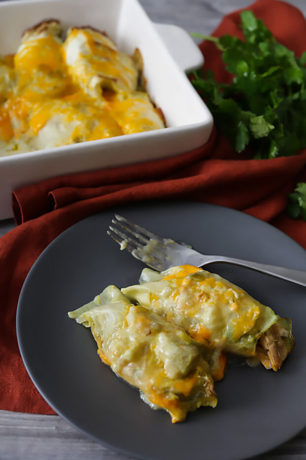 Keto Chicken Enchiladas with Green Chile Sauce